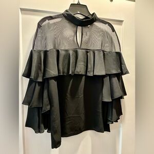 Barneys New York Black Ruffled Blouse